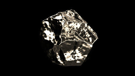 Explosion of gold nugget of stone into small pieces rock impact 3d renderの写真素材