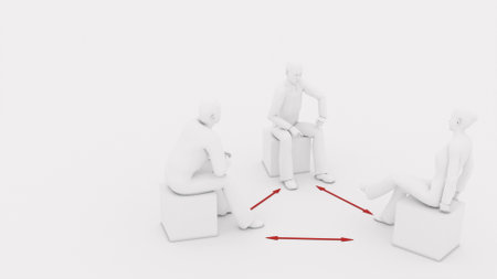 People sit social distance Home or office conversation 3d renderの写真素材
