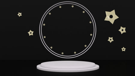 Empty black and gold Mock up scene platform 3d animation for product display and presentation 3d renderの写真素材