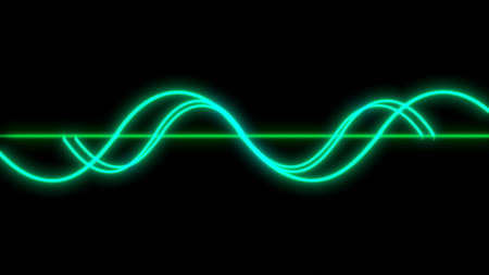 Oscilloscope green curve lines electronic waves 3d render