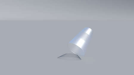 White Plastic cup falls Environment plastic pollution 3d renderの写真素材