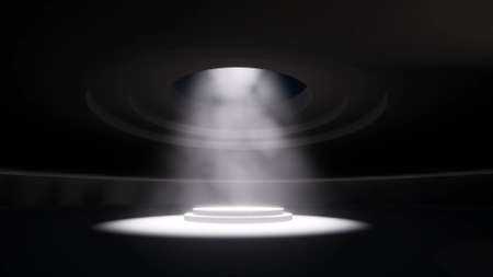 3d podium round presentation in 3d style Volumetric light dust urban clear mockup 3d render