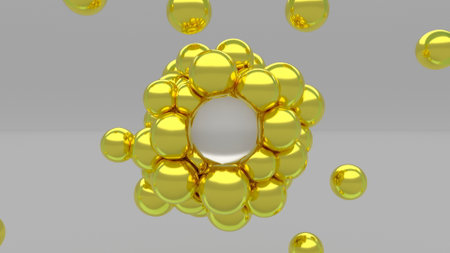 3d soft body gold simple spheres Minimal animation design Trendy colors liquid balls levitation 3d renderの写真素材