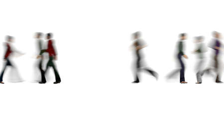 Blur crowd of people Busy Outdoor walking Rush hour 3d render