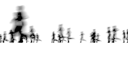 Crowd of blurred people network concept City life on white 3d renderの写真素材