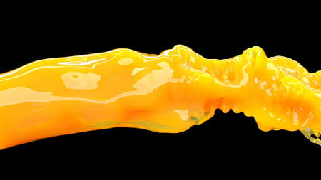 Orange juice stream on black super slow motion 1000 fps 3d render
