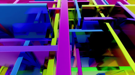 Color metal boxes minimalistic cover footage 3d render