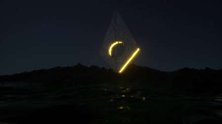Fantasy artefact another planet rain night Abstract Futuristic architecture cosmic 3d render