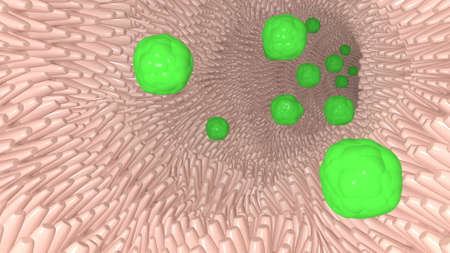 Villi in the Intestinal probiotic green bacteria Human health care gut flora people microbiome 3d...