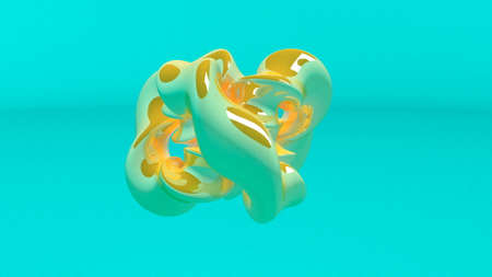 Digital Modern interior Studio abstract golden object 3d render