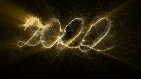 2022 gold particles modern celebration design Beautiful 3d animation Happy new year concept 3d...