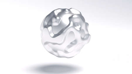 Liquid chrome metal Futuristic concept Wavy sphere intro on white