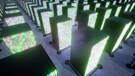 Data center security cloud computers digital database 3d renderの写真素材