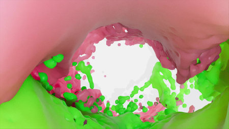 Two color liquids flow 3d renderの写真素材