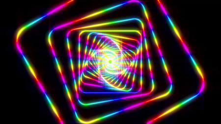 Rainbow Led neon tunnel pulse glow star light 3d renderの写真素材