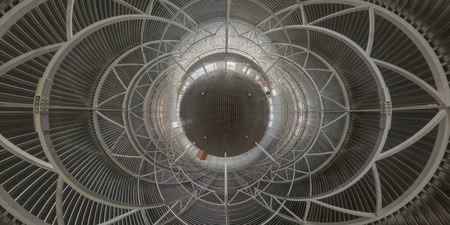 Abstract geometrical gackground of indoor construction site. Hyperbolic projection of spherical panorama.の写真素材