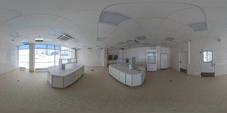 TULA, RUSSIA - FEBRUARY 11, 2013: Inside of food factory laboratory spherical panorama in equirectangular projection.のeditorial素材