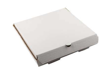 empty eaten closed pizza box isolated on white background