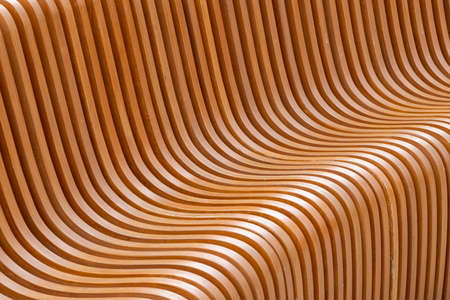 close-up full frame view of curved plywood public benchの写真素材