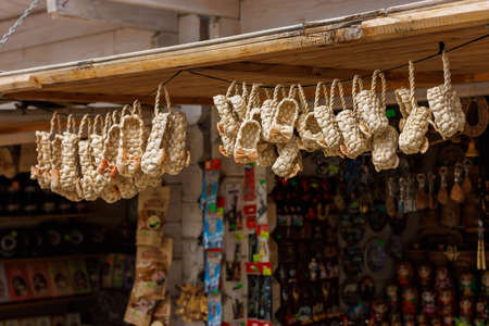many small bast shoes amulet and souvenirの写真素材