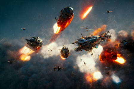 attack ships on fire off the shoulder of Orion, neural network generated artの素材