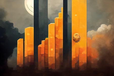 abstract neural network generated art background with vertical yellow linesの素材