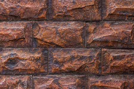 fake brick wall, plastic panel imitating natural stone blocks wall brickwork