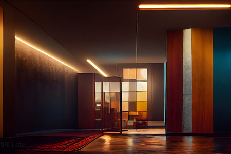 mid century modern style interior, neural network generated pictureの素材