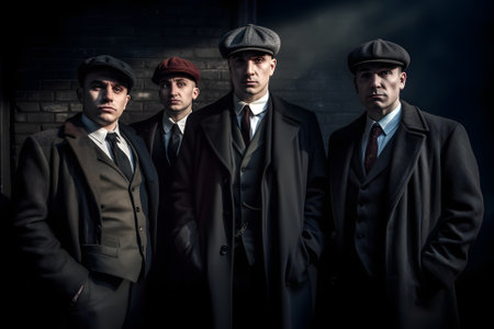 group of 1920s gangster style men, neural network generated artの素材