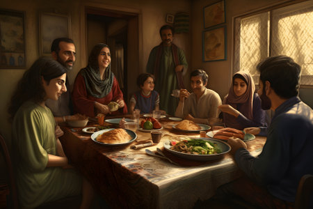 middle eastern family domestic dinner, neural network generated artの素材