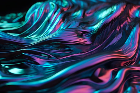 abstract neon colored crumpled electric silk full-frame background, neural network generated imageの素材
