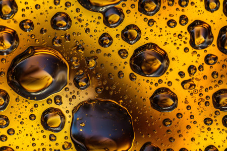 seamless yellow texture and full-frame background of water with oil or air bubbles, neural network generated artの素材