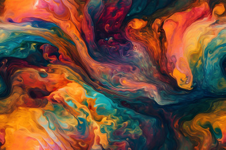 seamless artistic background of colored diffusing turbulent fumes or paint in liquid, neural network generated imageの素材