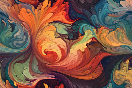 seamless artistic background of colored diffusing turbulent fumes or paint in liquid, neural network generated imageの素材