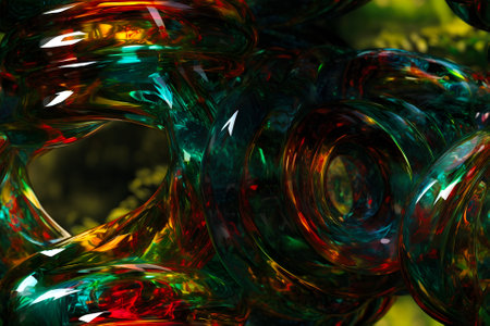 seamless full-frame background of twisted transparent colored glass matter , neural network generated imageの素材