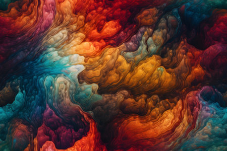 seamless artistic background of colored diffusing turbulent fumes or paint in liquid, neural network generated imageの素材