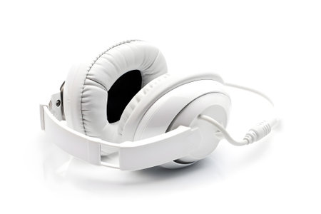white headphones isolated on white background, neural network generated imageの素材
