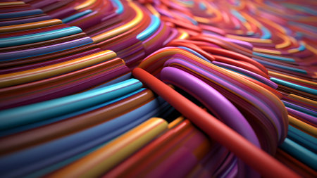 striped flow pattern full-frame background with old-fashioned colors. Neural network generated in May 2023. Not based on any actual scene or pattern.の素材
