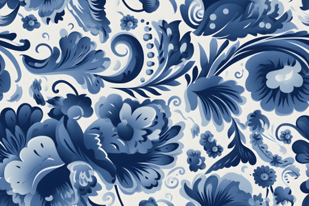 seamless traditional gzhel texture and background. Neural network generated in May 2023. Not based on any actual scene or pattern.の素材