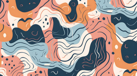 AI drawn flat design abstract doodle pattern, neural network generated imageの素材