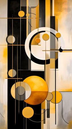 white, gold and black colored mid century art, neural network generated imageの素材