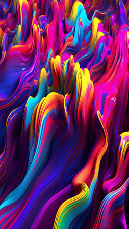 psychedelic background with clean smooth neon colored shapes, neural network generated imageの素材