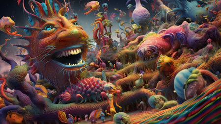 A painting of a fantasy psychedelic trip, neural network generated imageの素材