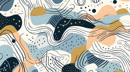 AI drawn flat design abstract doodle pattern, neural network generated imageの素材