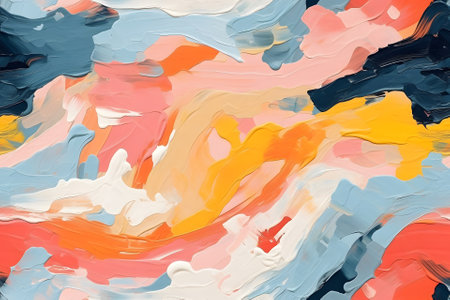 seamless texture and full-frame background of colorful paint strokes of flat surface, neural network generatedの素材