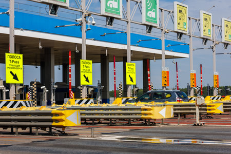 toll road checkpoint at sunny dayのeditorial素材