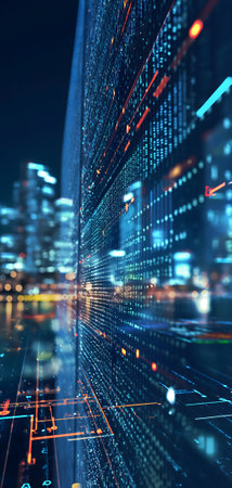 Dynamic Finance Flow, Double Exposure of Data and Technology backgroundの素材