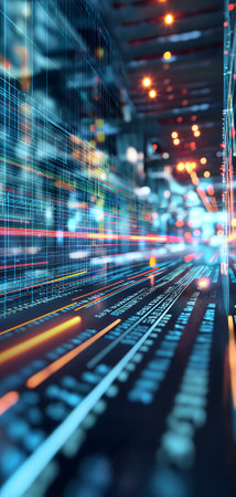 Dynamic Finance Flow, Double Exposure of Data and Technology backgroundの素材