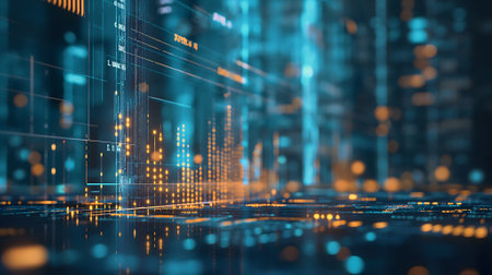 Dynamic Finance Flow, Double Exposure of Data and Technology backgroundの素材