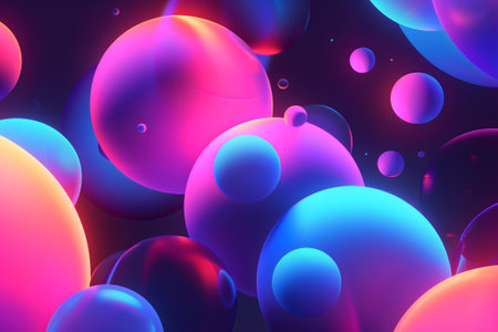 abstract pink and cyan bubble shapes background and wallpaperの素材